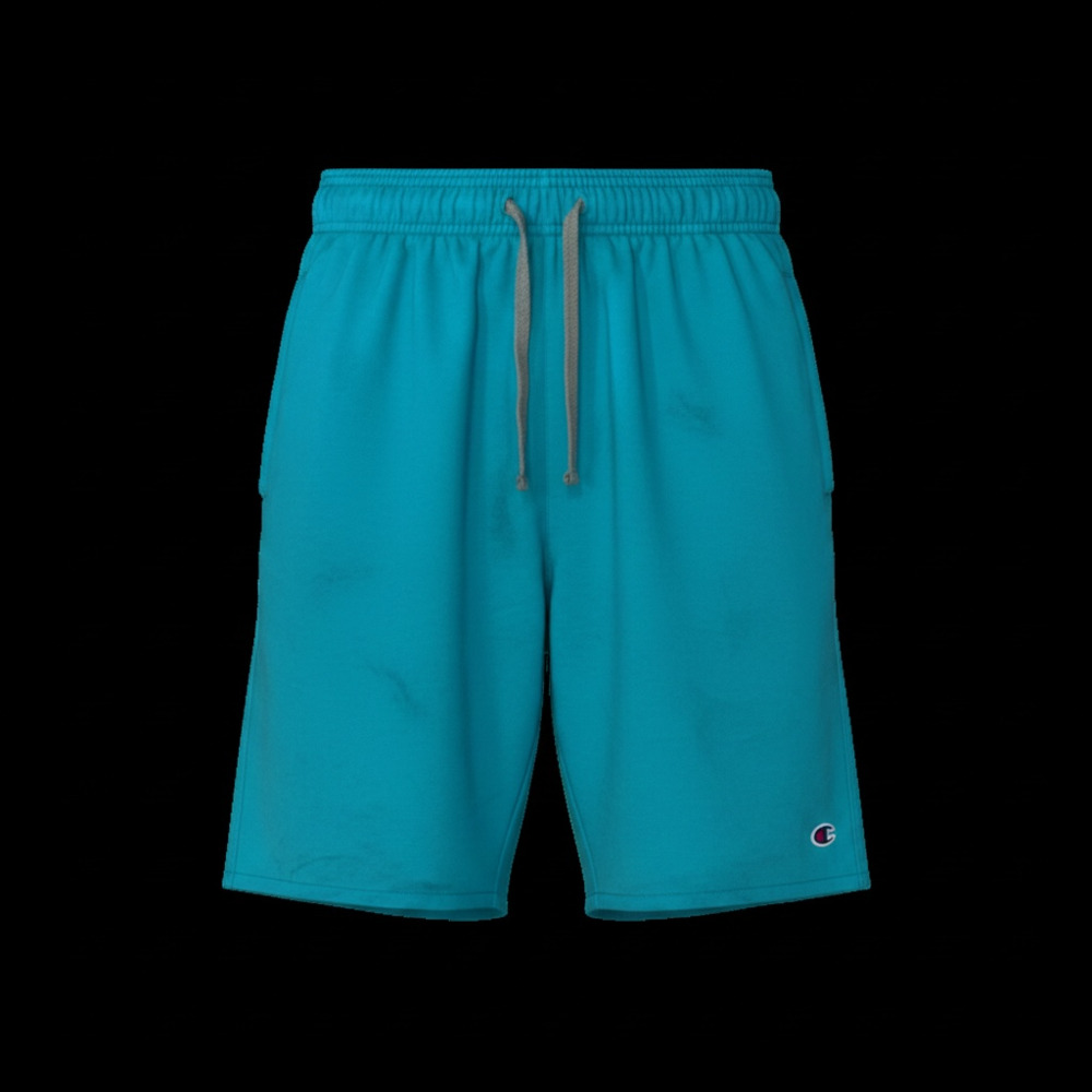 Champion Mens 10" Powerblend Fleece Raw Hem Shorts Teal Size Medium